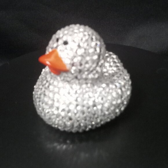 Silver Rhinestone Duck | Handcrafted Bling Decor | Sparkly Gift or Desk Accent - Picture 2 of 6